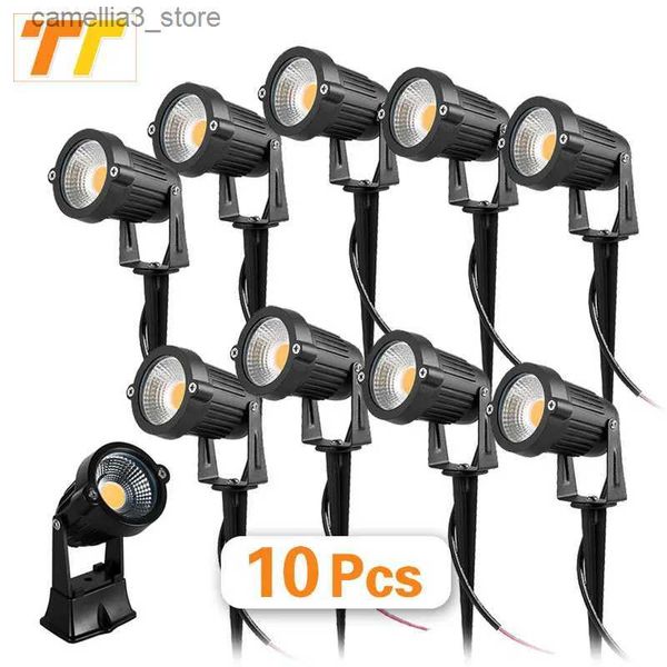 Lawn Lamps 10 pièces LED lampe de pelouse de jardin Waterprof AC220V 110 V 7 W 5 W DC12-24V extérieur LED Spike lumière chemin paysage IP65 Spot ampoules Q231125