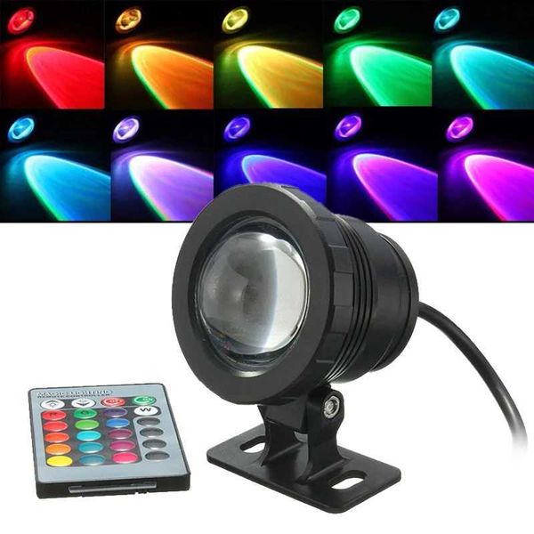 Lampes à gazon 12V 10W / 20W RGB lumière LED fontaine piscine étang projecteur sous-marin étanche lampe de nuit en plein air jardin fête décoration + télécommande Q231125