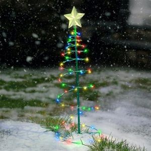 Lámparas de césped 1 unid Luces de árbol de Navidad LED con energía solar Decoración de cadena parpadeante de Navidad para el año del hogar 3442