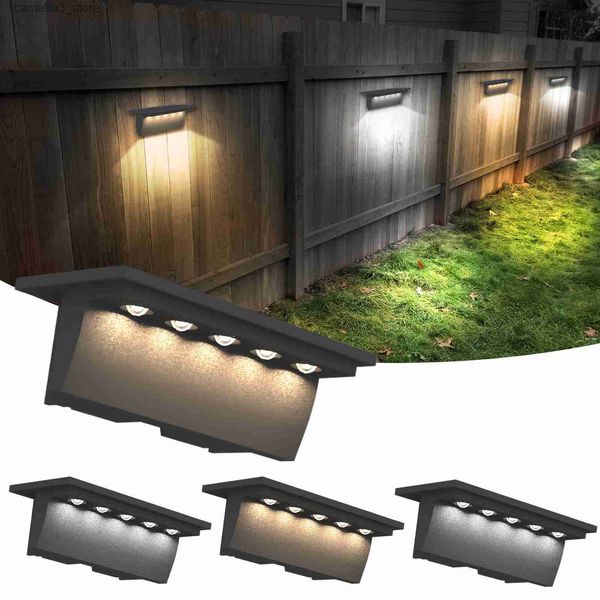 Lampes à gazon 2/4 Packs 3000K + 6000K IP65 lampes de marche solaires lumières de pont lumières LED solaires lumières solaires extérieures clôture cour jardin décor Q231125