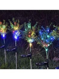 LAWN LAMPEN 2PCS 15 Kleurrijke LED Solar Kerstboomlichten Tuindecoratie String Lamp Courtyard IP65 Waterdichte lichte fee