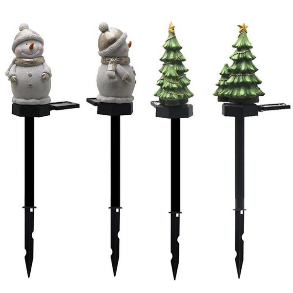 Lámparas de césped, 2 uds., luz Solar para árbol de Navidad, adorno de muñeco de nieve, lámpara impermeable, decoración única para exteriores para el hogar