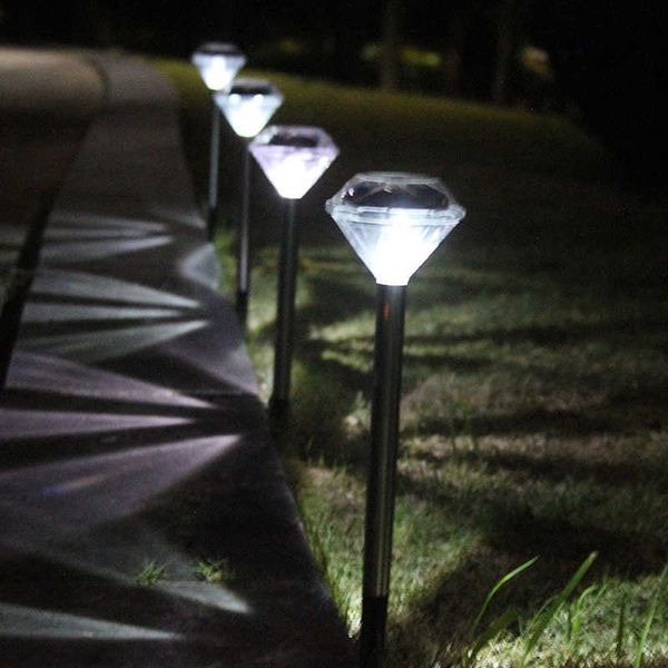 Lámparas de césped 4 UNIDS Led Diamond Lámpara de césped Exterior Impermeable Luz solar Jardín Paisaje Patio Parque Villa Camino Luces Decoración P230406