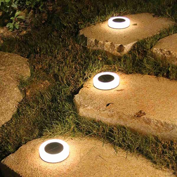 Lampes à gazon 4 pièces lumières de jardin solaires en plein air LED lumières au sol solaires étanche paysage voie plancher sous Spot lampe décoration éclairage Q231125