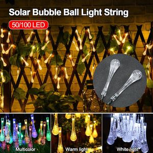 Lampes de pelouse 50/100LED chaîne de lumière de goutte d'eau solaire 8 fichiers étanche jardin vacances décoration ampoule bande pour mariage de noël