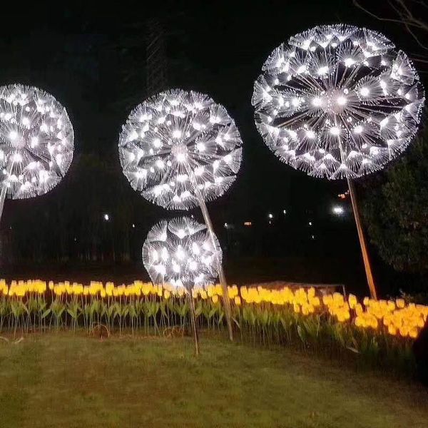 Lampes de pelouse 80cm LED pissenlit lumière fibre optique coloré guirlandes lumineuses fête de mariage jardin Stree Villa décor lampe IP66 étanche extérieur