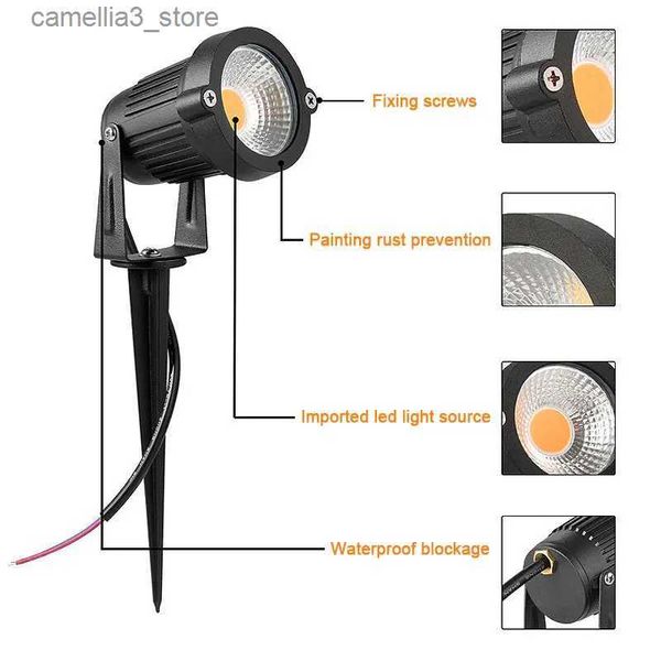 Lawn Lamps 8 pièces LED lampe à gazon 10W 15W 18W Waterprof AC220V 110V DC12-24V extérieur Spike lumière chemin paysage IP65 Spot ampoules rouge bleu vert Q231125