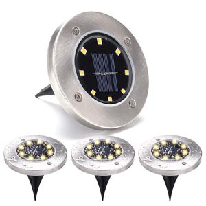 Lampes de pelouse CHAMPIU 4 pièces/ensemble 8 LED étanche énergie solaire lampe au sol lumière enterrée extérieur voie jardin patio cour paysage éclairage