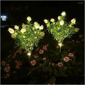 Gazonlampen Duurzaam Outdoor Solar Light Tree Mticolor Veranderende Led-tuinverlichting met Faux voor Patio Drop Delivery Verlichting Dhmnz