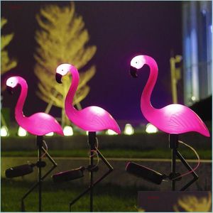 Lampes De Pelouse Ornements De Jardin En Plein Air Solaire Lumière Rose Oiseau Cour Arrière Cour Étage Décor Sans Fil Étanche Art Nuit Lampe Goutte Dhqkx