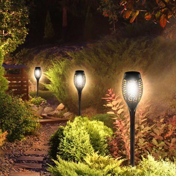 Lampes à gazon HOT 12Led lampe à flamme solaire lampe torche à induction extérieure jardin cour sol décoratif paysage lampe P230406