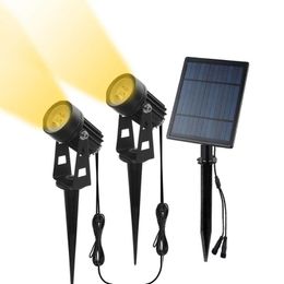 Lámparas de césped IP65 Luz de pared de paisaje impermeable 2 en 1 Foco solar ajustable en el suelo Árbol de jardín