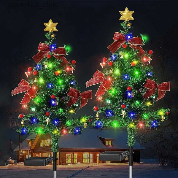 Lampes à gazon LED lumières solaires d'arbre de Noël avec la lampe de pelouse de voie de cour de jardin d'arc pour les vacances de Noël lumières de décor de fête du nouvel an Q231125