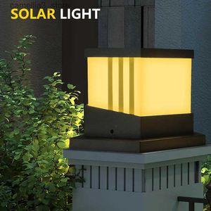 Gazonlampen LED Solar Kolomkoplamp Solar Pijlerlamp Buiten Waterdicht Landschapslicht voor Villa Binnenplaats Tuin Decor 3 Kleuren Q231125