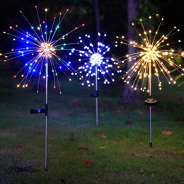 Lampes à gazon LED feu d'artifice solaire fée lumières extérieur étanche pelouse voie jardin lumières pour Patio cour fête noël décoration de mariage