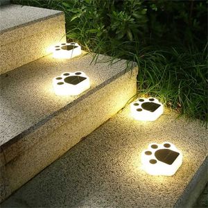 Lampes à pelouse LED SOLAR GARDING LUMIÈRE EXTÉRIEUR ARRÉPRÉPER DÉCORATION DU JARDINE CAT ANIMAUX PAW PRINT PRAIN