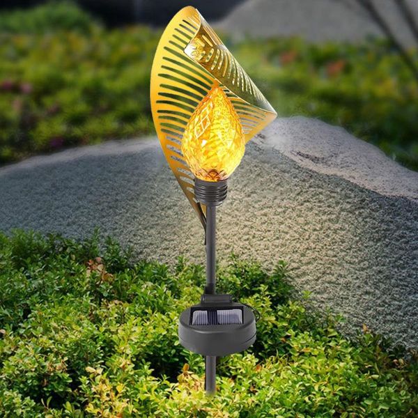 Lámparas de césped, luz LED Solar, hoja hueca de Metal, estacas de jardín impermeables para exteriores, arte de patio para la decoración del patio del hogar