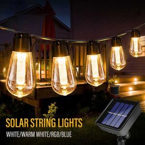 LAWN LAMPS LED ZONDER SULAR STRING LICTEN IP65 Waterdichte buiten kerstdecoratie Bol Retro Holiday Garland Garden Furniture Fairy Lamp Q231125