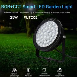 Lámparas de césped Nuevo 25W RGB + CCT LED Luz de césped FUTC05 IP66 Lámpara de jardín LED inteligente a prueba de agua Copatible con FUT089 B8 FUT 092 Remoto MiBOXER Q231125