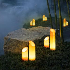Gazonlampen buiten tuinlamp bamboe vorm voor tuinvilla decoratie ip65 waterdichte hars decor sculptureslawn