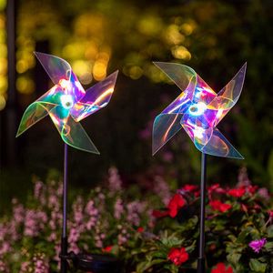 Gazonglampen Outdoor LED Zonne -licht Zonne -Windmolen Kleurrijke gazonlamp Waterdicht Licht Led Spot Licht Tuinpad Landschap Lichten Decor P230406