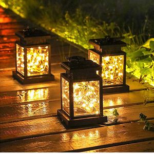 Gazonglampen Outdoor Solar Flikkering Kaarslicht Koperdraad Lamp LED Garden Decoratielamp Waterdicht Hangende Solar Lawn Landscape Lamp P230406