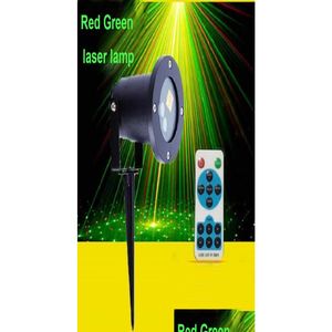 Lámparas de césped al aire libre impermeable Ip44 Proyector láser Luces de Navidad Luz de escenario Rojo Verde Espectáculo Mtipattern con control remoto Drop D DHB4C