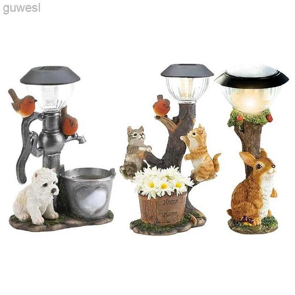 Lampes à pelouse Résine Small Animal Statue Craft Light LED SOLAR Light étanché