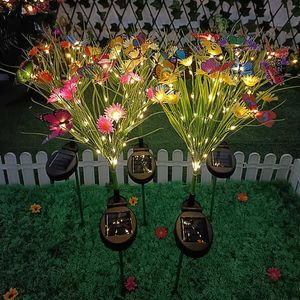 Lawn Lampen Zonnetuinlichten Wild Bloem Chrysanthemum Stak Lawn Lamp Waterdichte Tuin vlinderlampen Yard Art voor thuisdecoratie P230406
