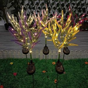 Lawn Lamps Solar Lavender Outside Garden Lawn Lights Rose Azalea Flowers Pathway Light for Christmas Patio Yard Wedding Holiday Decoration P230406