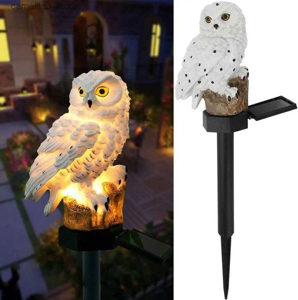 Lampes à gazon Lumières LED solaires hibou Figure résine jardin décorations imperméables lumières cour extérieure voie extérieur Patio pelouse décor lampe solaire Q231125