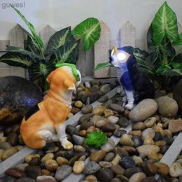 Lampes à gazon Lumières LED solaires étanche extérieur illuminé Figurines de chien décoratif chien nouveauté lumières solaires pour la décoration de jardin à la maison YQ240116