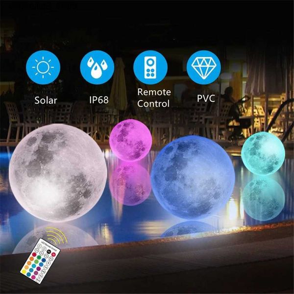 Lampes à gazon Solaire extérieur LED jardin lune lumière télécommande sol rue pelouse lampe piscine fête de mariage vacances décoration de la maison Q231125