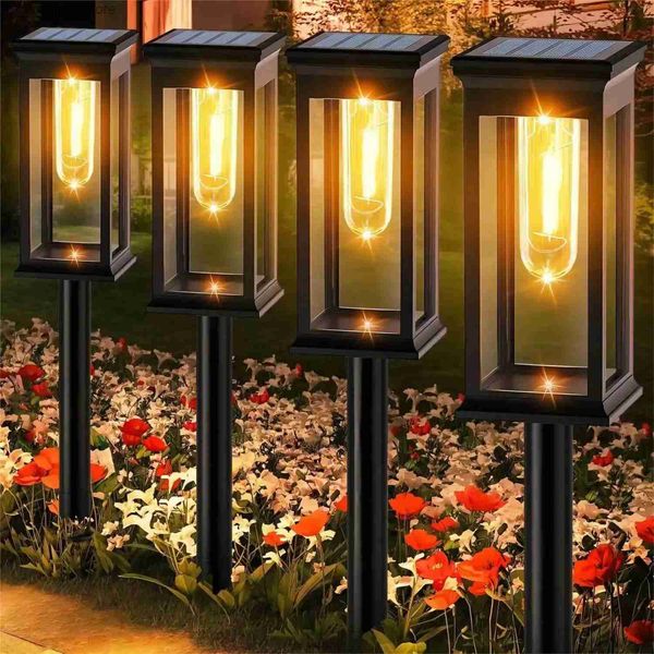 Lampes à gazon Lumières de voie solaire lampe de jardin de voie solaire extérieure lumières de paysage imperméables allée allée pelouse Patio décor de jardin Q231125