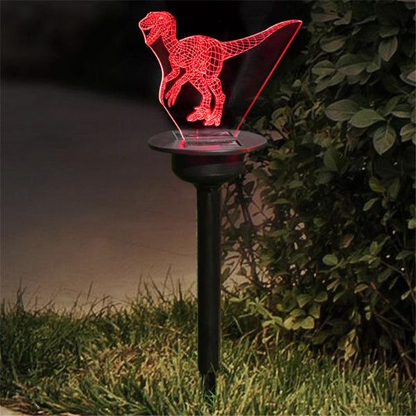 Lámparas de césped con energía solar 3D Acrílico Luz nocturna creativa Rojo Azul Sensor decorativo Control Lámpara de punta Entrada Patio Patio