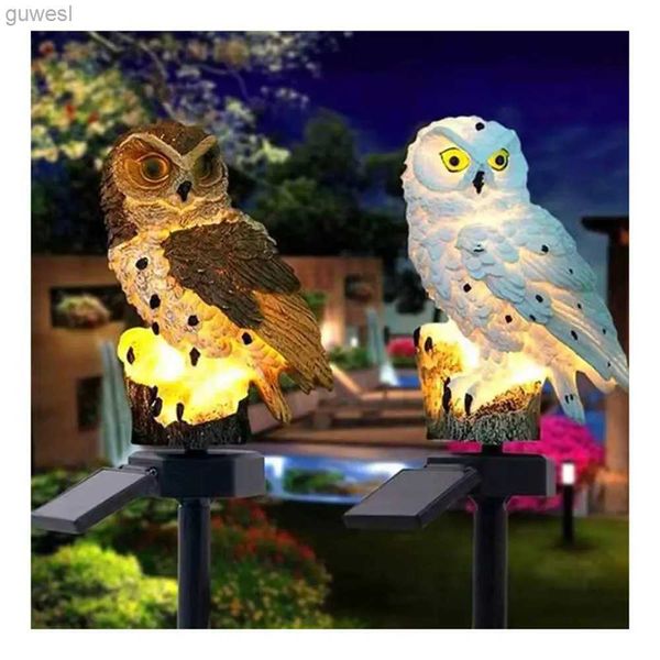 Lampes à gazon Lampes LED de jardin à énergie solaire hibou Animal ornement de pelouse lampe étanche lumières de noël uniques lampes solaires extérieures YQ240116