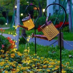 Lampes à gazon Arrosoir à énergie solaire arrose fée étanche douche Art lumière LED lanterne extérieure pelouse cour jardin décoration lampe Q231125
