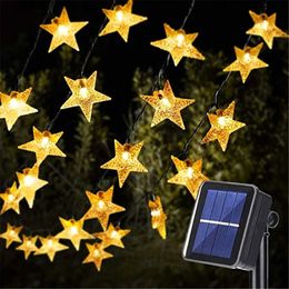 Lámparas de césped Solar Star String Lights 8 modos Twinkle Fairy Guirnalda impermeable para jardines al aire libre Césped Árbol de Navidad Cerca Balcón Decoración Q231125