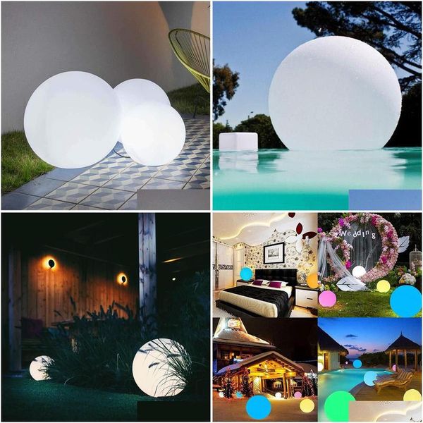 Lámparas de césped Impermeable Recargable LED Luz de bola Decoración de jardín al aire libre Orbes de piscina Esfera flotante con luces de entrega de gota remota Dhtp8