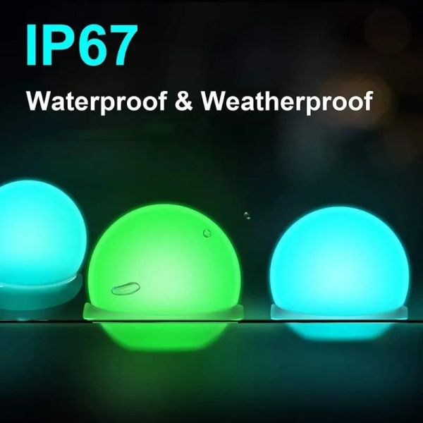 Lampes de pelouse LED étanche et rechargeable, boule lumineuse d'extérieur, décoration de jardin, orbes de piscine, sphère flottante avec télécommande 12 LL