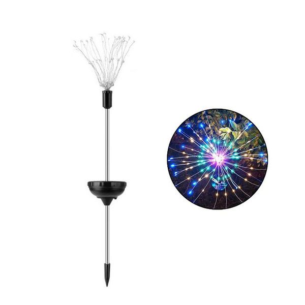 Lámparas de césped a prueba de agua Solar Garden Fireworkes Lamp Christmas Fairy Lights Stake Outdoor Paths Decoration LED Yard