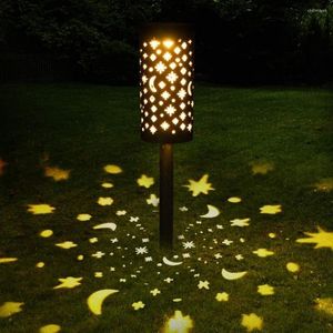 Lámparas de césped impermeable estrella luna solar LED hierro arte linterna luz jardín patio exterior paisaje decoración lámpara colgante