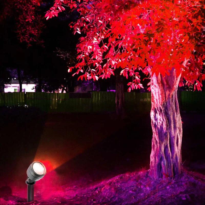 Luz de gramado IP67 à prova d'água 360 ° ajustável com iluminação de paisagem colorida holofotes externos
