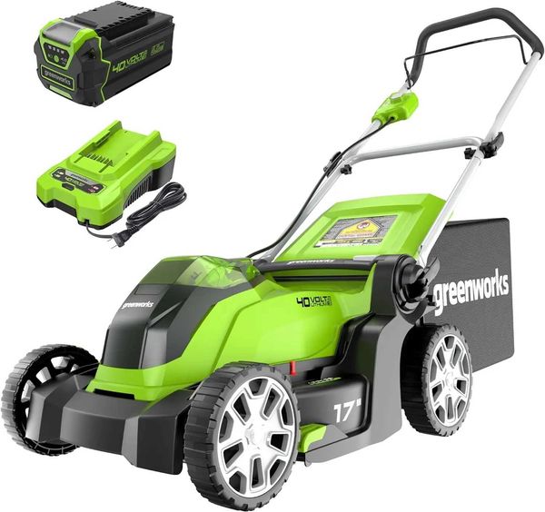 Lawn Mower Greenworks 40V 17 Inalfless (Push) Lawn Mower (75+herramientas compatibles) que incluye batería de 4.0AH y ChargerQ240514