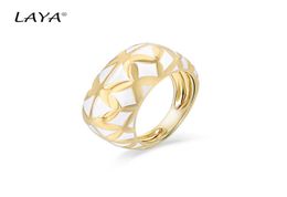 Laya 925 Sterling Silver Band anneaux pour les femmes Fashion Simple Solid Geometry Design Couleur Émail Party High Quality Original Modern9137257