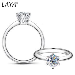 LAYA 925 Sterling Zilver Solid Wedding Ring 05ct 1ct 2ct Ronde Diamond Solitaire Verlovingsringen Voor Vrouwen Sieraden 240402