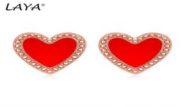 LAYA 925 Pendientes de sementales de plata esterlina para mujeres Minimalista Geométrico Heartshape Ear Stud Declaración de boda Jewely6898137