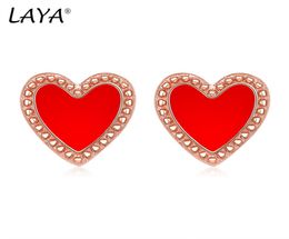 LAYA 925 Pendientes de sementales de plata esterlina para mujeres Minimalista Geométrico Heartshape Ear Stud Declaración de boda Joyería4149814