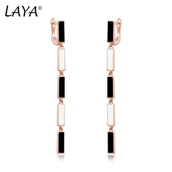 Laya Boucles d'oreilles pendantes pour les femmes Conception minimaliste Original Design Handmade Emel 100% 925 Silver Silver Piercing Ear Fine Bijoux 240422