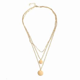 Gelaagde Choker Kettingen Gouden Zilveren Kleur 14 k Geel Goud Dainty Disc Hanger 3 Layer Chain Kettingen Voor Vrouwen Sieraden